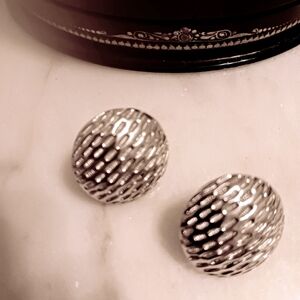 Trifari Signed Silvertone Clip Earrings, 1960s Vintage Classic